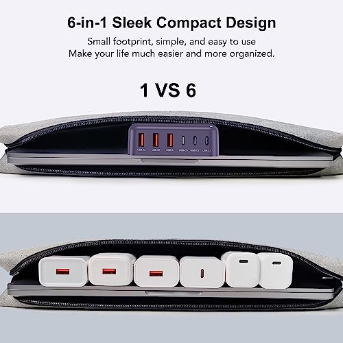 USB Fast Charger Block 50% Smaller 100W Max 6-Port GaN USB Charging Station - color: D-Purple, size: 100W