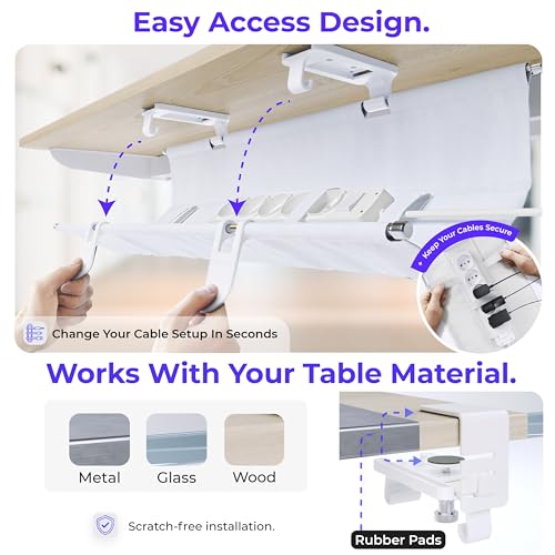 Ascrono Original Under Desk Cable Management Tray, White, 53.9" - color: White, size: Extra Large (53.9 in)
