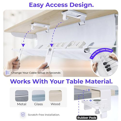 Ascrono Original Under Desk Cable Management Tray, White, 53.9" - color: White, size: Extra Large (53.9 in)