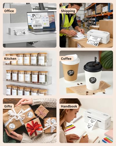 Labeer Bluetooth Thermal Shipping Label Printer, Wireless 4x6 Printer White - color: White