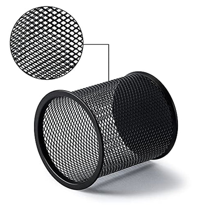 Amazon Basics Wire Mesh Pen Holder, Pencil Cup Desk Organizer for Stationery, Scissors, Office Caddy Storage, 3.7" x 3.3", Black - style: Wire Mesh Pen Cup