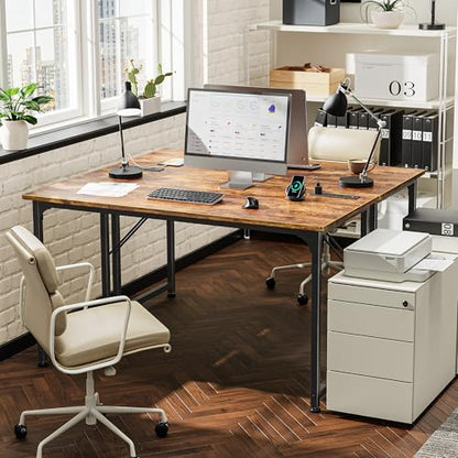PRAISUN 47 X 20 Inch Computer Desk, Power Outlets, USB-C, Rustic Brown - color: Rustic Brown, size: 48inch