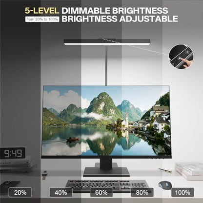 Kary 12W LED Desk Lamp for Home Office, Flexible Gooseneck Task Light Tall | Eye-Caring, Touch Control, 5 Dimmable Color & Brightness, Metal Base, 45 Min Timer, Memory Function, USB Adapter - color: Base-Black(1)