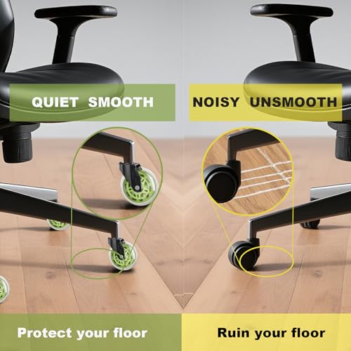 Office Chair Wheels Replacement Rubber Chair Casters Heavy Duty - color: Green