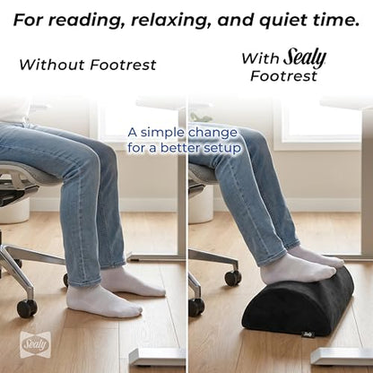 Sealy Foot Rest for Under Desk at Work – Ergonomic Foot-Stool, Foot-Rest for Couch – Versatile Footrest Underdesk for Office & Home, Small Foot-Rest for Chair, Heated Footrest Under Desk
