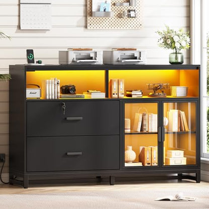 SEDETA 59" Filing Cabinet with Lock Drawers fits Legal Size for Home Office - color: Black, size: 59"