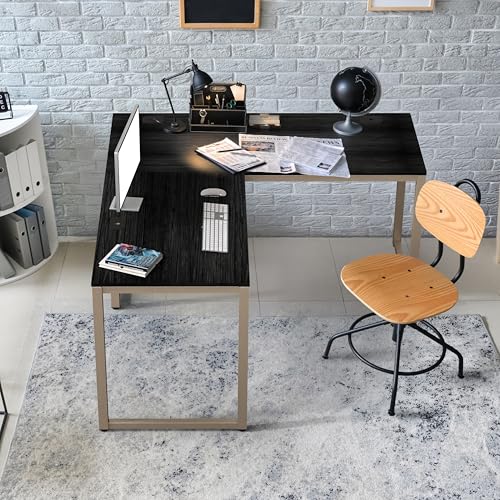 SHW 55 x 60 Commercial-Grade L-Shape Corner Office Computer Desk, Espresso - color: Espresso