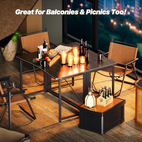 Huuger Folding Desk for Small Spaces, 39.4 Inch Foldable Computer Table - color: Black, size: 18.9"D x 39.4"W