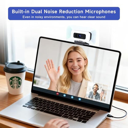 1080P Webcam for PC - PC Camera Webcam 1080P, Desktop Computer Web cam with Privacy Shutter and Tripod Autofocus, Dual Noise-USB Plug&Play,Cancelling Mics,Auto Light Correction - style: 1080P Safe Privacy Cover White