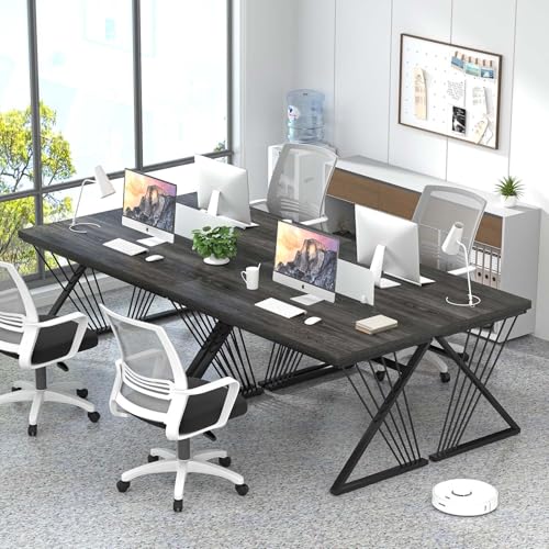 Modern Home Office Desks, Rustic Wood and Metal Computer Desk, Industrial Writing Study Gaming Table for Living Room Bedroom, Dark Gray, 47 Inch - color: Dark Gray, size: 47 Inch