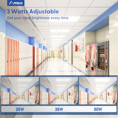 Amico 4Pack 2x4 LED Flat Panel Light with Motion Sensor and Remote Control