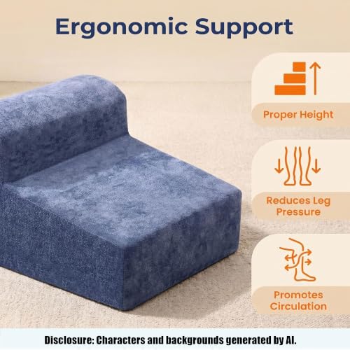 Modern Foam Filled Foot Stool, Soft Lightweight Pouf Ottoman Floor Rest for Living Room, Bedroom, Office Desk, Small Spaces, Blue - color: Blue