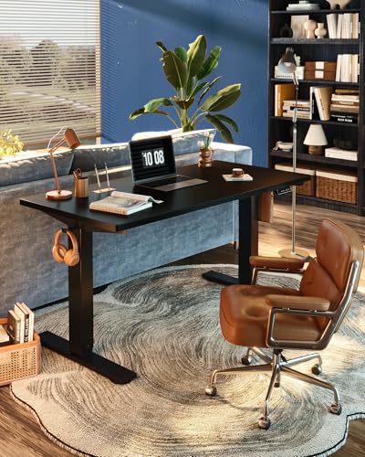 FLEXISPOT EN1 One-Piece Standing Desk, Electric Adjustable with 4 Memory Presets, 176 LBS Capacity, Stable & Quiet, Seamless Desktop for Home Office & Dual Monitors, 48"x30" Black - color: Black, size: 48x30"