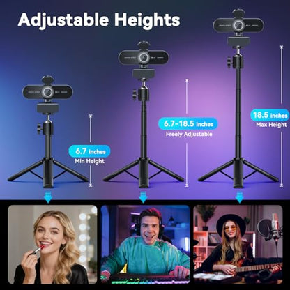 EMEET C60E 4K Webcam with Tripod, Streaming Camera with PDAF Autofocus, Dual Microphones, Auto Light Correction, 73° FOV, Plug & Play USB Webcam for Live Streaming, Gaming & Real-Time Interaction - style: Single-Camera w/ Tripod