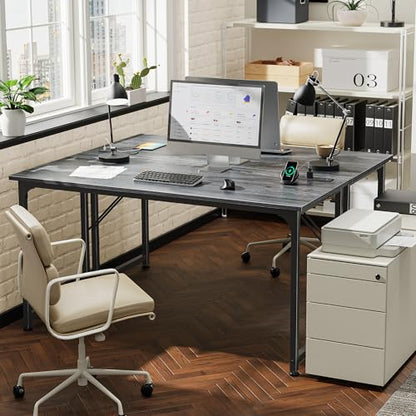 PRAISUN 55 X 20 Inch Computer Desk, Power Outlets, USB-C, Grey - color: Grey, size: 55inch