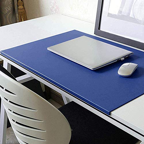 Desk Pad Office Writing Mat Pad with Edge Protection Waterproof PU Leather - color: Blue, size: 23.6" x 47.2"