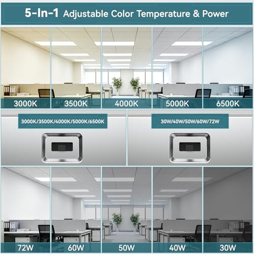 72Pack 2x4 LED Flat Panel Light, 9630LM, Selectable 30W-72W and 3000K-6500K, Dimmable 0-10V, Drop Ceiling Fixture for Office, School, Store (72Pack) - size: 72Pack