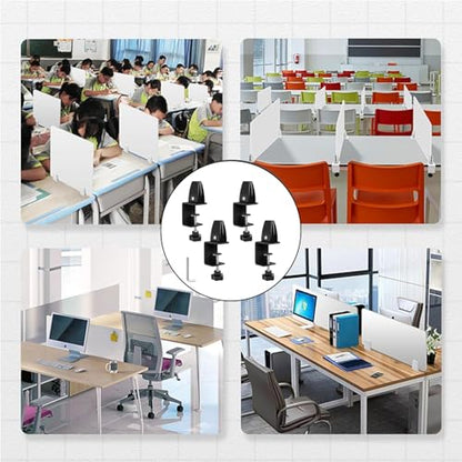 4-Pack Sneeze Guard Clamps for 1/8"" to 1"" Thick Panels, Adjustable Desk Partition Clips, Easy-to-Install Desk Privacy Panel Clips, Ideal for Office and Home Use, Black, 8HY-I0K-JXP340 - color: Black