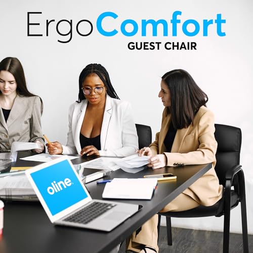 Oline Leather Guest Chair with Padded Arms, Reception Meeting Conference Waiting Room Lobby Home Desk Big and Tall Executive Office Chair, Black (1 Pack) - size: 1 Pack