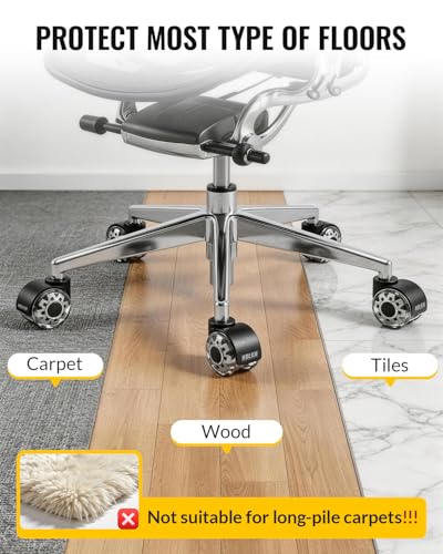 HOLKIE Office Chair Wheels 2 Inch Set of 5 Replacement - Universal Fit 11mm Dual Rubber Smooth Quiet Rolling Casters - for Hardwood Floors Carpet Computer Grey - color: Grey