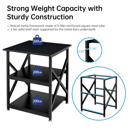 Fannova 23.6"x23.6"x30.1" Large Printer Stand with Adjustable Storage Shelf - color: Black