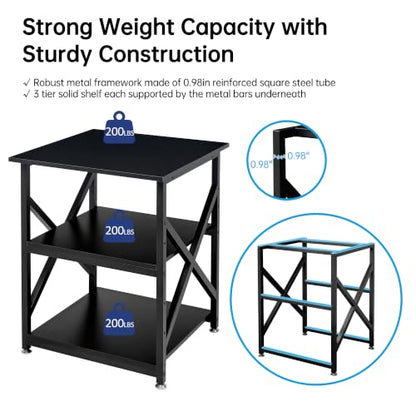Fannova 23.6"x23.6"x30.1" Large Printer Stand with Adjustable Storage Shelf - color: Black