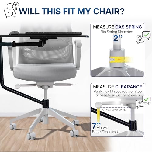 VIVO Black Office Chair Mounted 26 x 12 in Keyboard Tray, MOUNT-KB08C