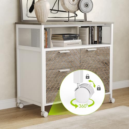 LITTLE TREE 63-Inch Office Desk with 31.5-Inch Lateral File Cabinet, Study Writing Desk Computer Desk for Home Office - color: Grey + White