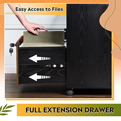 DEVAISE File Cabinet with Charging Station, 1 Drawer Rolling File Cabinet, Locking Filing Cabinet for Home Office, Wood Printer Stand with Storage, Rustic Brown - color: Rustic Brown, style: Eclectic