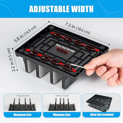 Vertical Laptop Stand, 3 Slot Adjustable Laptop Storage Rack and Desk Organizer, Silicone-Padded Holder for Multiple Devices Storage, Compatible Stand for Tablets and Devices up to 17 Inches