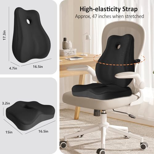 Seat Cushion,Lumbar Support Pillow for Office Chair, Cooling Mesh Office Chair Cushions for Sciatica,Tailbone &Back Pain Relief,Ergonomic Memory Foam Back Support Pillow for Desk,Gaming Car Chair