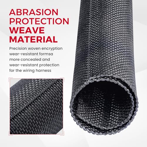 Automotive Mesh Woven Wire Sheathing Split Wire Loom 1/4"-65ft | Black Self-Wrap Braided Cable Sleeves Wire Loom Tubing Cord Organize for Wires/Audio Video Cable/Multi-Cable Strings - style: 1/4" - 65 Feet