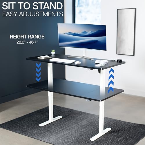 VIVO Black 60 x 30 in Standing Desk, DESK-KIT-0W6B - color: Black Top / White Frame, size: 60 x 30 inch