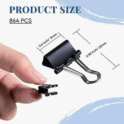 EFOK Small Binder Clips 864 PCS Mini 15mm Paper Clip 5/8 Inch Paper Clamps - size: 5/8 Inch