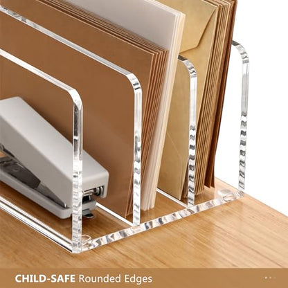 SANRUI Acrylic Mail Organizer with Pen Holder, 3-Slot Mail Holder, Clear - size: 3 Slots with Pen Holder