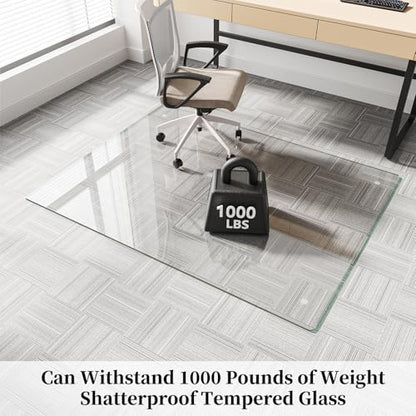 Glass Chair Mat 46" x 60" Tempered Glass Office Chair Mat - color: Transparent, size: 60" x 46"