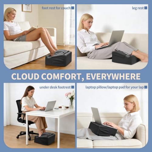 Under Desk Footrest with Rocking Base & Warming Cover, Black Check | Washable velvet cover | 15° tilt + rocking base | 2 heights: 6.1"/7.3" | Non-slip | Office, gaming, home - color: Black Checkered Pattern, size: 12.6" L x 15" W x 7.3"