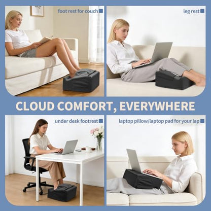 Under Desk Footrest with Rocking Base & Warming Cover, Black Check | Washable velvet cover | 15° tilt + rocking base | 2 heights: 6.1"/7.3" | Non-slip | Office, gaming, home - color: Black Checkered Pattern, size: 12.6" L x 15" W x 7.3"