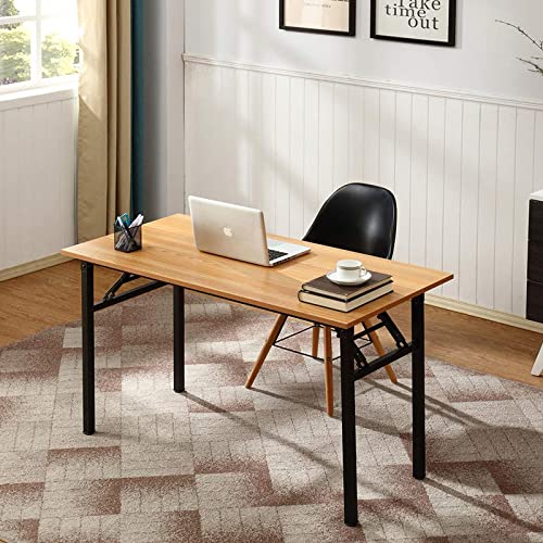 Need Office Computer Desk - 47.2L Sturdy and Heavy Duty Folding Laptop Table,Writing Table/Home Office Desk/Sewing Table,No Assembly Required (Teak Color) AC5BB12060 | Black Frame Writing Gaming Work Table/Foldable Home Office Desk/Sewing Table, No Assemb