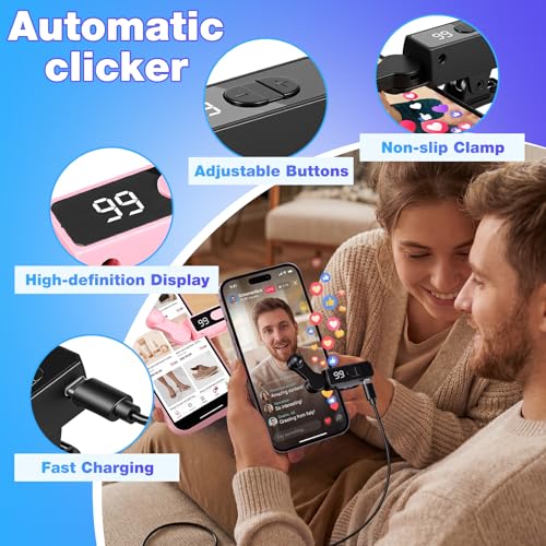2 Pack Auto Clicker Tapper for Phone Rechargeable & 107 Adjustable Speeds