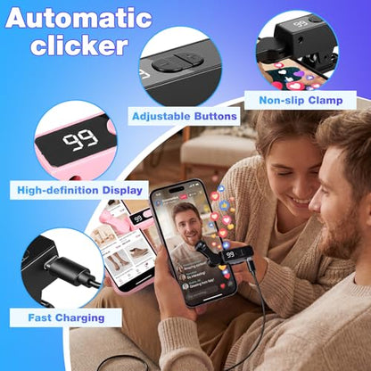2 Pack Auto Clicker Tapper for Phone Rechargeable & 107 Adjustable Speeds