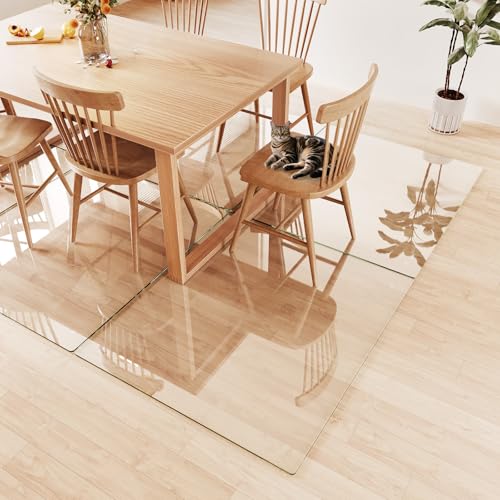 Tempered Glass Chair Mat for Carpet 58"x44", Floor Protector | Ultra Clear Office Chair Mat for Hardwood Floors & Carpets, Heavy Duty 0.2" Scratch-Resistant Surface with Non-Slip Pads - size: 58"x44"