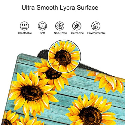 Gaming Mouse Pad Sunflower Desk Mat Large Mousepad and Keyborad Wrist Support Computer Mat for Wrist Rest XXL Desk Pad 3 in 1 Mouse Mat Non-Slip Rubber Base - color: Sunflower Teal