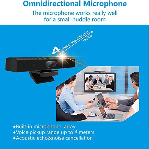 JACKLY Conference Room Camera with Microphone and Speaker, Wide Angle USB Video Conference Camera for Mac, PC, Laptop, Desktop (Black with Inverted Phase) - color: Black with inverted phase