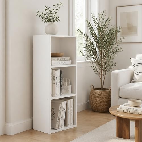 3-Cube Book Shelf, Cube Storage Organizer, Bookshelf, Bookcase with Open Shelves, 9.3 x 12 x 31.5, for Living Room, Home Office, Bedroom, White - color: White, size: 3 Tier