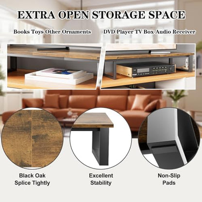 aboxoo 59" Large TV Riser Stand for 32-75 Inch TV, TV Shelf with Steel Legs - color: Brown, size: 59 inch