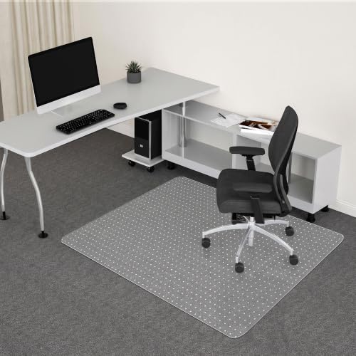 Office Desk Chair Mat for Low Pile Carpeted Floors, 53" x 45" Clear Floor Protector Mat Under Desk, Large Anti Slip Plastic Chair Mat, Easy Glide, Rectangular - color: Flat-pile Carpets, size: 45'' x 53'' Rectangle