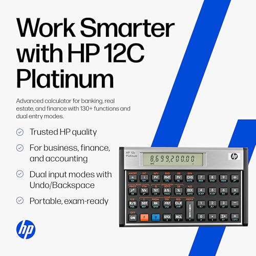 HP 12C Platinum Financial Calculator, 130+ Functions, RPN, Undo Key - color: HP 12CP - Black Face
