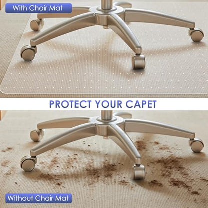 Kuyal Office Chair Mat for Carpet,32x49 Clear Heavy Duty Computer Chair Mat | Under Desk Protector Carpeted Floors Mat, Easy Chair Movement,Ship Flat - size: 32" X 49"