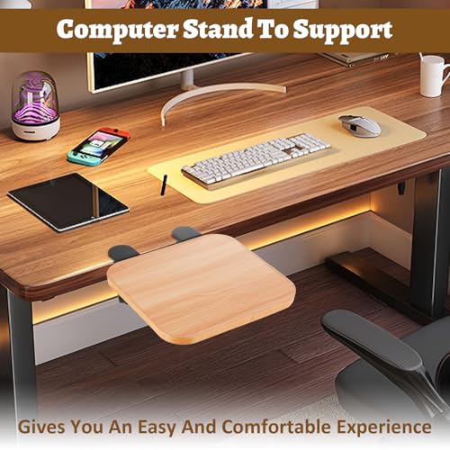 DAJAVE Ergonomics Desk Extender Tray, 9.4x9.1Inch Clamp On Desk Shelf, Foldable Table Extender for Desk, Table Desk Arm Rest, Keyboard Drawer Tray for Office and Home, Workstation Organizer